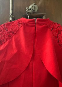 Elegant Red Lace Sleeve Gown