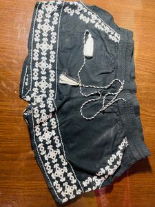 Embroidered Black Shorts