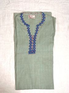 Hand Embroidered green Kurta