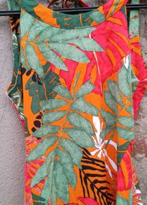 Vibrant Tropical Print Halter Dress