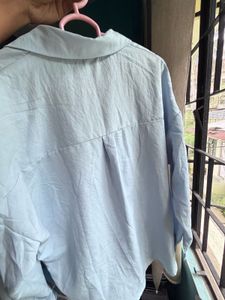 Light Blue Oversized Button-Up Shirt