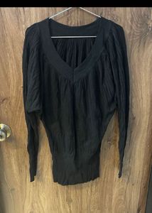 Elegant Black V-Neck Long Sleeve Top