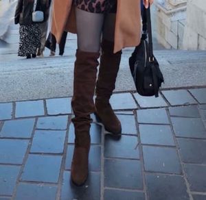 Brown Suede Over-the-Knee Boots