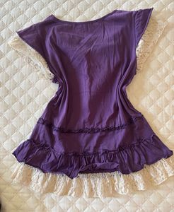 Purple Lace Trim Tunic Top