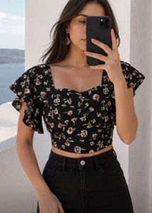 Puff Sleeves Polka Print Too