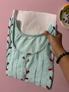 Blue Kurta + Free Gift