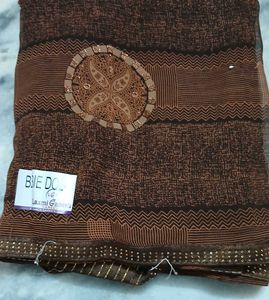 Elegant Brown Printed Saree