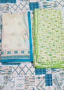 Combo of Cream and Green Dupatta