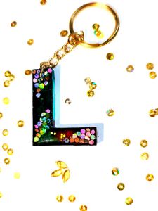 Glitter Letter L Keychain