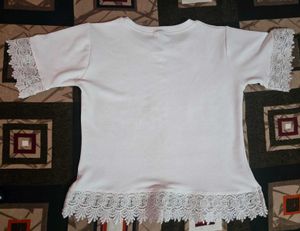 White Lace Trimmed Top