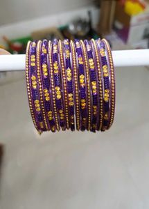 Designer Purple &amp; Gold Bangles