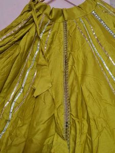Vibrant musterd  Ethnic lehgha choliwith Silver Em