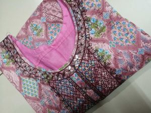 Pink Printed Kurta Set with Dupatta