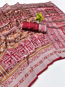 Ethnic Saree with Folk Art Print