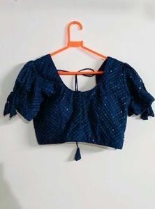Navy Blue Embellished Blouse