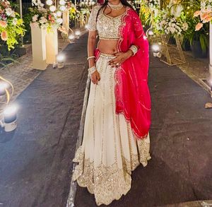 Sparkly White &amp; Pink Lehenga Choli