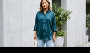 Elegant Satin Button-Up Shirt