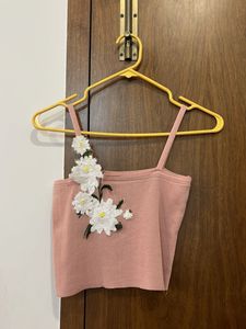Cute Pink Floral Crop Top