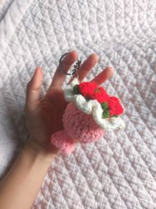 Handmade Crochet Rose Bouquet Keychain