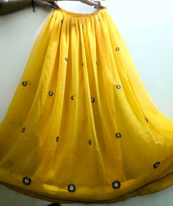Yellow Haldi Lehenga Choli Dress With Side Dupatta