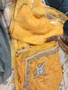 Beautiful Yellow Embroidered Saree