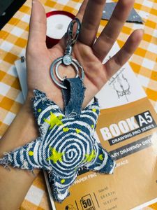 Unique Star Denim Keychain