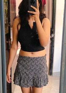 Floral Print Ruffle Skirt