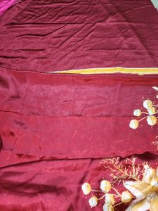 Elegant Maroon Saree with Floral Print