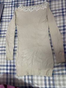 Chic Embellished Long Sleeve Mini Dress