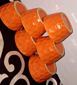 Vibrant Orange Decorative Cups Set