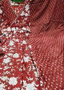 Maroon Floral Kurta dupatta set
