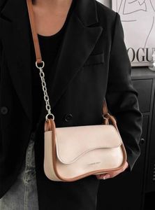 Chic Cream &amp; Brown Chain Crossbody Bag