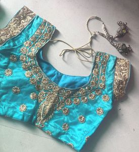 Stunning Blue &amp; Gold Lehenga Choli