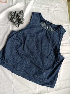 Sleeveless Denim Crop Top