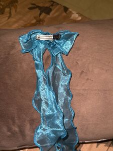 Sparkling Teal Ribbon Hair Tie