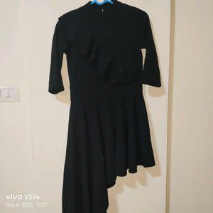 Black Asymmetrical Ruffle Top