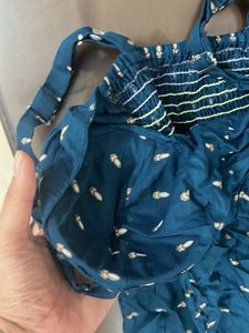 Blue Patterned Bustier Top