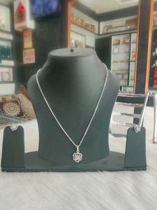 92.5 Rhodium Silver Necklace With Earrings