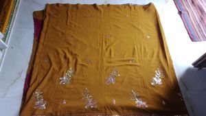 Designer Embellished Mustard Yellow Saree
