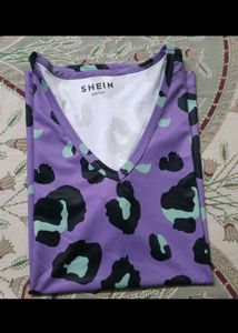 Shein Purple Leopard Print Tee