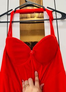 Red Halter Neck Mini Dress