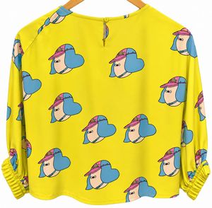 Yellow Graphic Print Long Sleeve Top