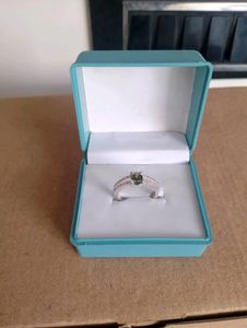 Green Diamond Pure Silver Ring