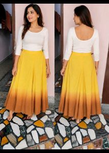 Yellow & Brown Ombre Flared Skirt