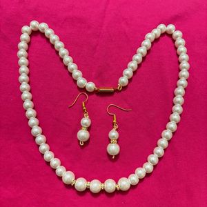 Elegant Pearl Chain Necklace and Earring Set