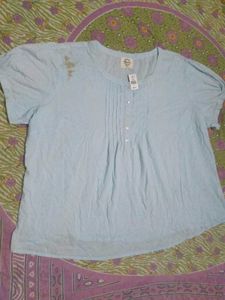 Light Blue Puff Sleeve Top