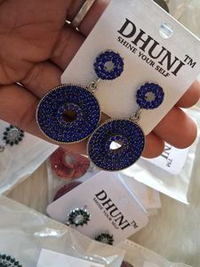 DHUNI Designer Blue Stone Earrings