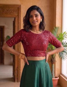 Sparkling Red Sequin Crop Top