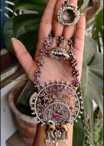 Brass AD stone work Necklace & Earring Set