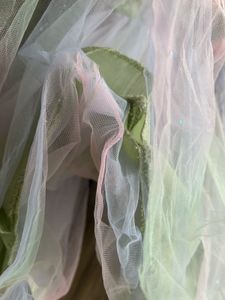 Pastel Tulle Dress with Floral Appliques